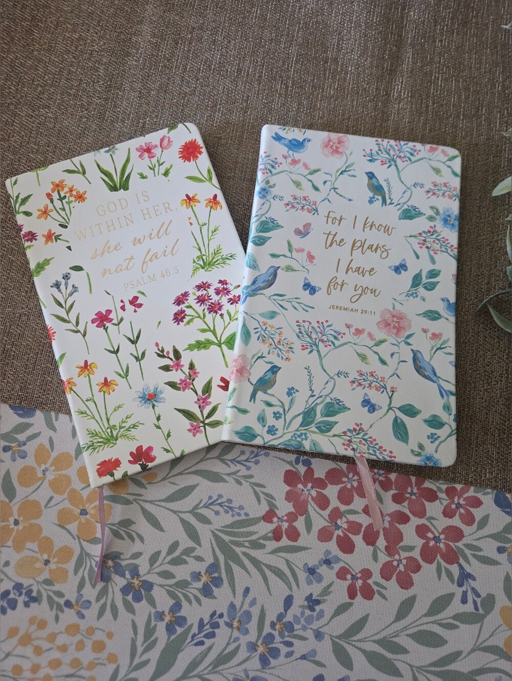 Floral Scripture Journals - White with Multicolor Botanical Prints